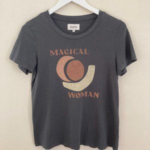 MATE the Label Charcoal 'Magical Woman' Graphic Tee with Rust and Cream Print
